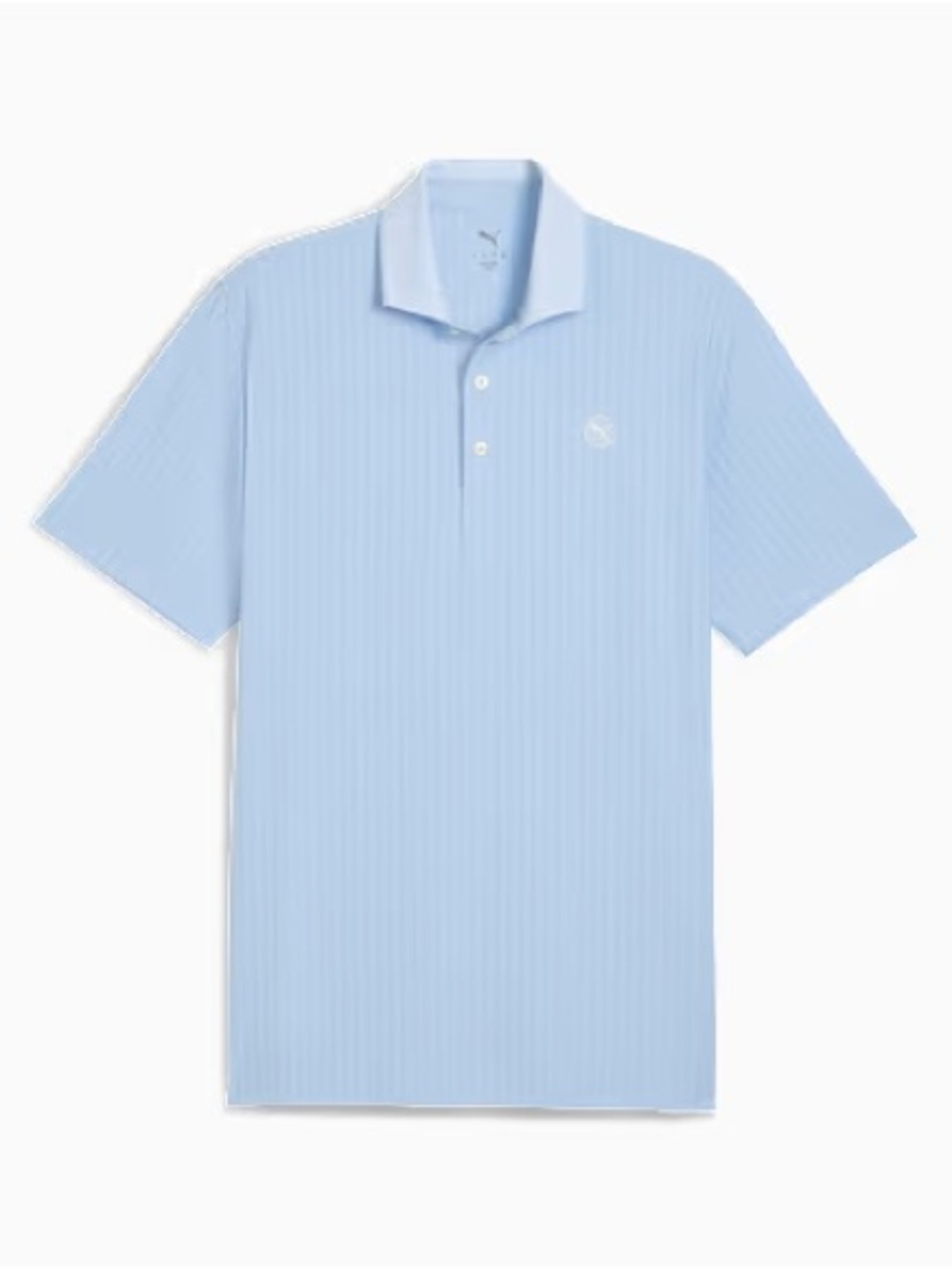 Puma MATTR Light Blue Stripe Jacquard. Moisture Wicking Short-Sleeve Polo.